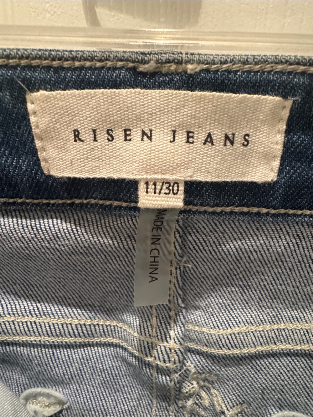 Risen LA wide-Leg Embroidered Jeans in Medium Blue — with Tummy Control - Picture 6 of 9